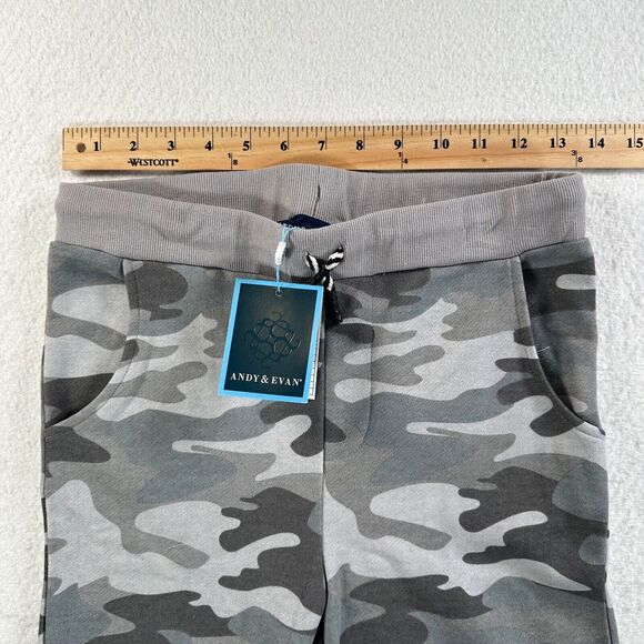 Andy & Evan Bermuda Short Kids 13-14 Gray Camo Drawstring Terry New - Picture 3 of 8